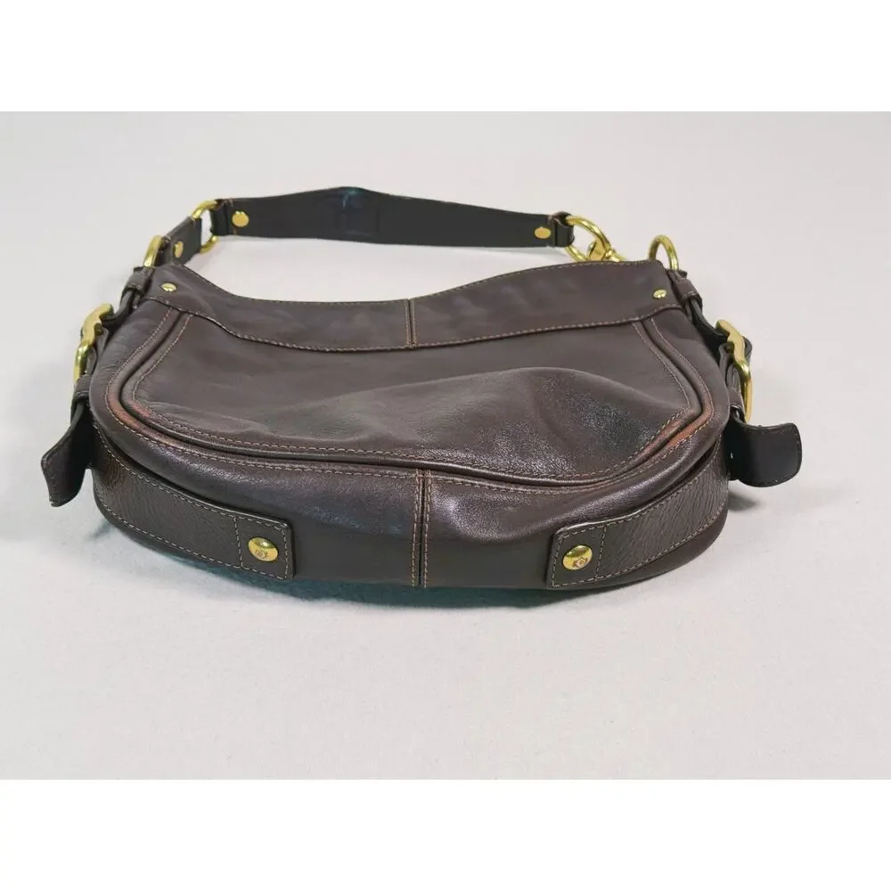 Vintage Y2K Coach Leather Hobo Bag Brown Gold Hardware Shoulder Purse Zip 2000s